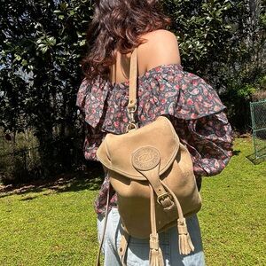 Vintage Dooney & Bourke Beige Leather Backpack